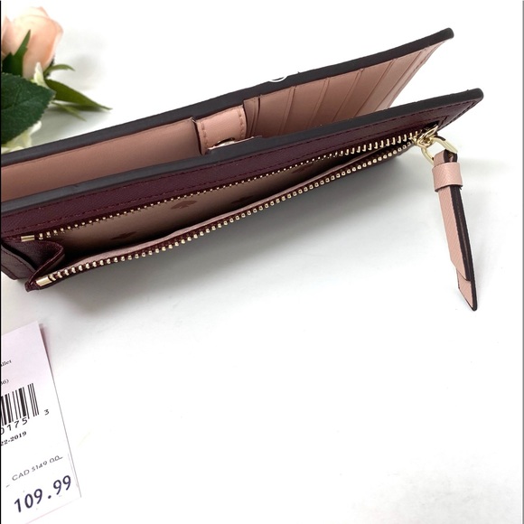 Kate♠️Spade Cameron Slip Bifolder Wallet R/Maroon - Picture 6 of 6